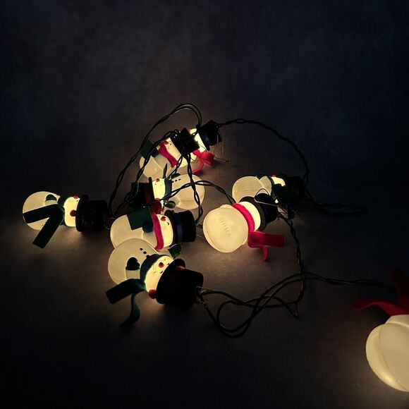 Vintage HMK Snowman Hard Plastic String Light Covers /Ornaments - Picture 2 of 12